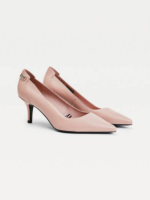 Tommy Hilfiger Essential Pointed Low Leather Pumps Ženske Visoke Pete Roza | TH432IOQ