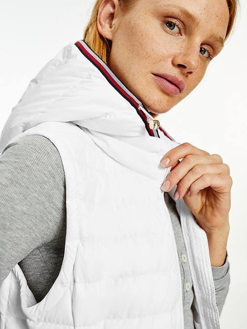 Tommy Hilfiger Essential Removable Hood Down Vest Ženske Plašč Bela | TH341BOS