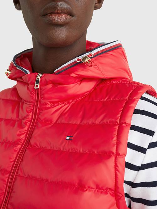 Tommy Hilfiger Essential Removable Hood Down Vest Ženske Plašč Rdeča | TH530VZY