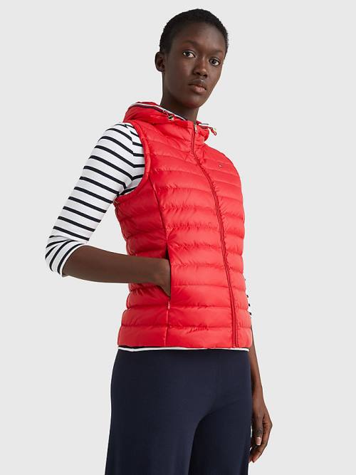 Tommy Hilfiger Essential Removable Hood Down Vest Ženske Plašč Rdeča | TH530VZY