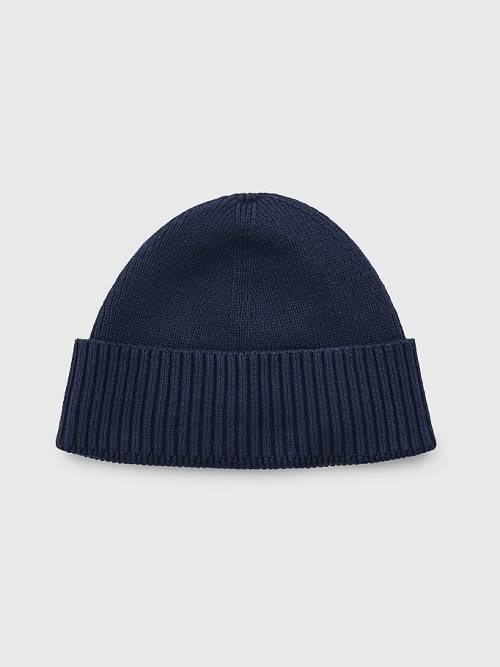 Tommy Hilfiger Essential Rib Knit Short Beanie Moški Kapa Modra | TH073SXT