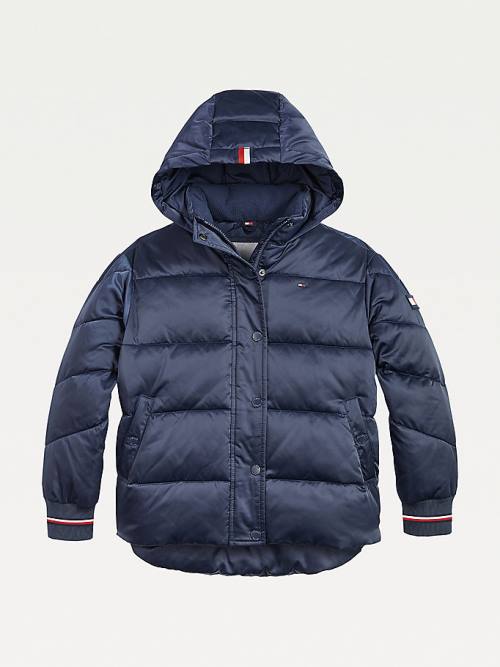 Tommy Hilfiger Essential Satin Puffer Dekleta Jakne Modra | TH574RDJ