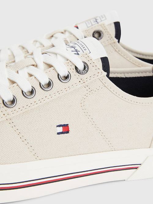 Tommy Hilfiger Essential Signature Canvas Moški Superge Bež | TH432LHT