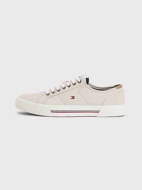 Tommy Hilfiger Essential Signature Canvas Moški Superge Bež | TH432LHT