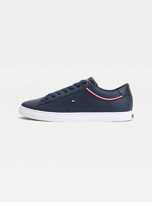 Tommy Hilfiger Essential Signature Detail Leather Moški Superge Modra | TH637SRT