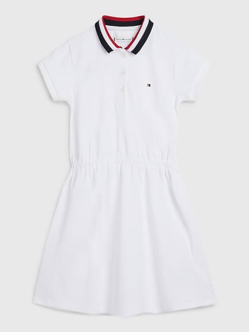 Tommy Hilfiger Essential Stripe Collar Polo Dekleta Obleke Bela | TH630XYU