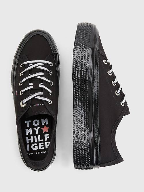 Tommy Hilfiger Essential Vulcanised Flatform Ženske Superge Črna | TH056USO