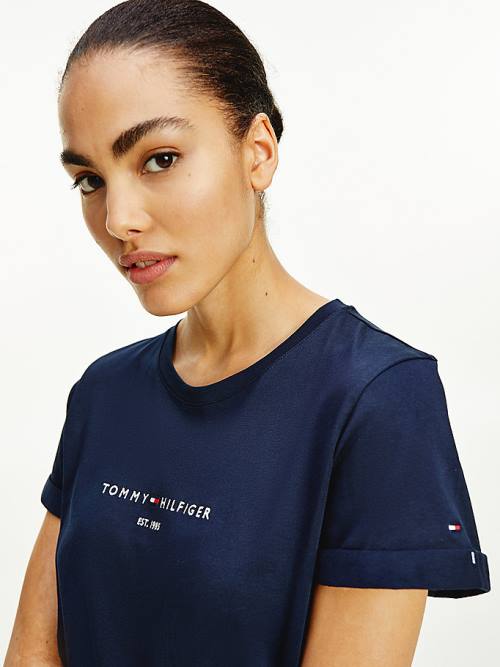 Tommy Hilfiger Essentials Logo Short Sleeve Ženske Obleke Modra | TH352LNY