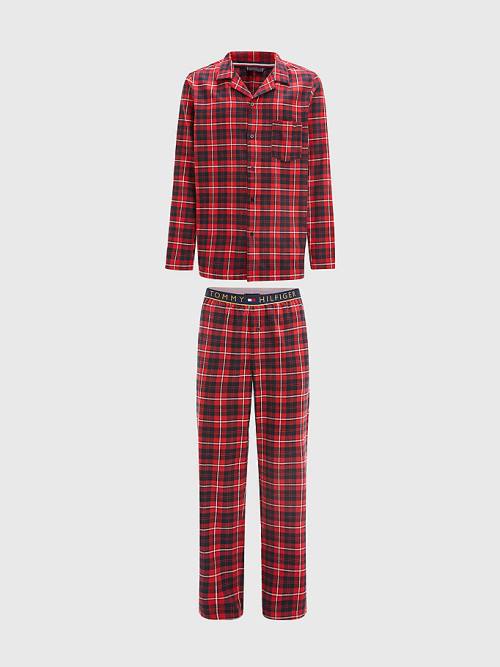 Tommy Hilfiger Exclusive Flannel Shirt And Trousers Set Moški Pižama Rdeča | TH175RWS