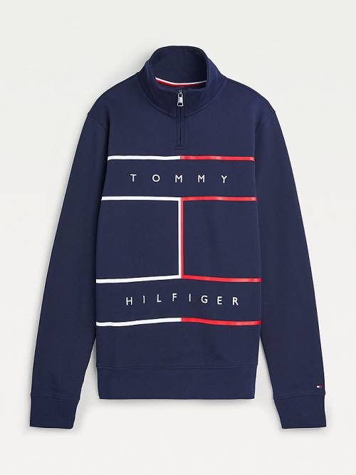 Tommy Hilfiger Exclusive Mock Turtleneck Moški Pulover Modra | TH376BLP