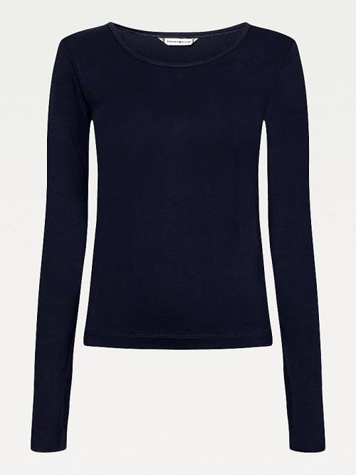 Tommy Hilfiger Extra Slim Fit Long Sleeve Ženske Majice Modra | TH546HYV