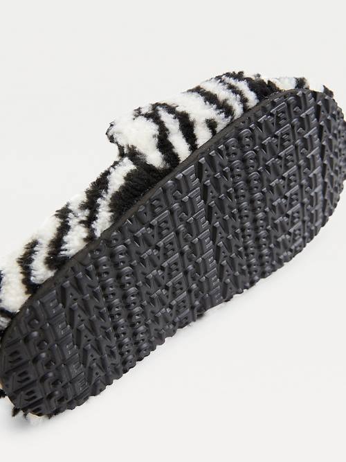 Tommy Hilfiger Faux Fur Zebra Slides Ženske Sandali Črna | TH045CLN