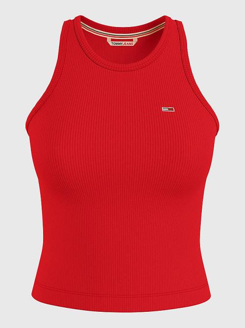 Tommy Hilfiger Feminine Ribbed Tank Top Ženske Majice Rdeča | TH518SXU