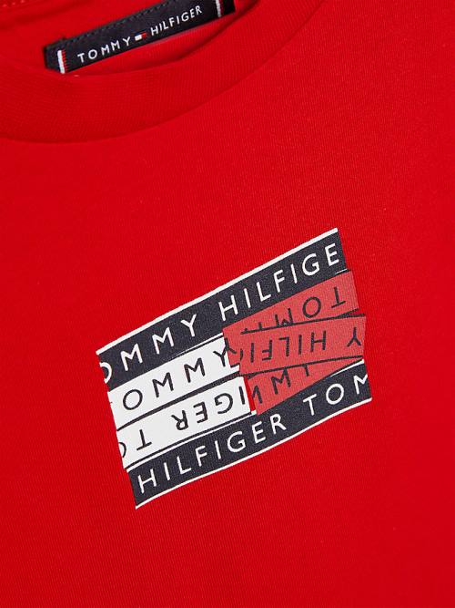 Tommy Hilfiger Flag Logo Fantje Majice Rdeča | TH013SBX