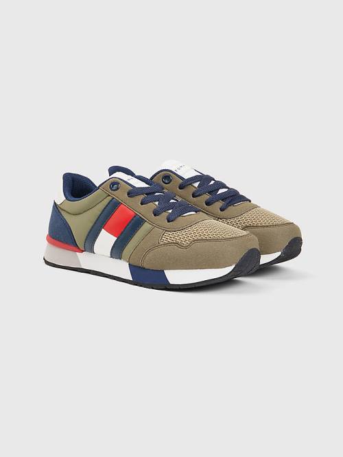 Tommy Hilfiger Flag Low-Top Lace-Up Fantje Superge Zelena | TH096UZM