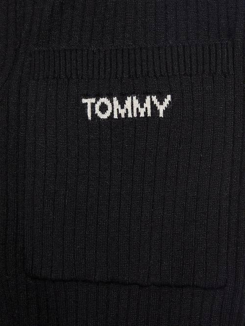 Tommy Hilfiger Flared Rib-Knit Dekleta Hlače Črna | TH209OVA