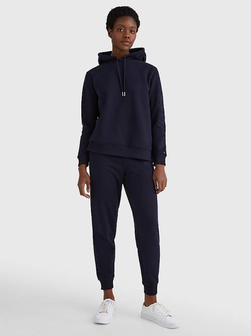 Tommy Hilfiger Fleece Cuffed Leg Joggers Ženske Hlače Modra | TH342PQA