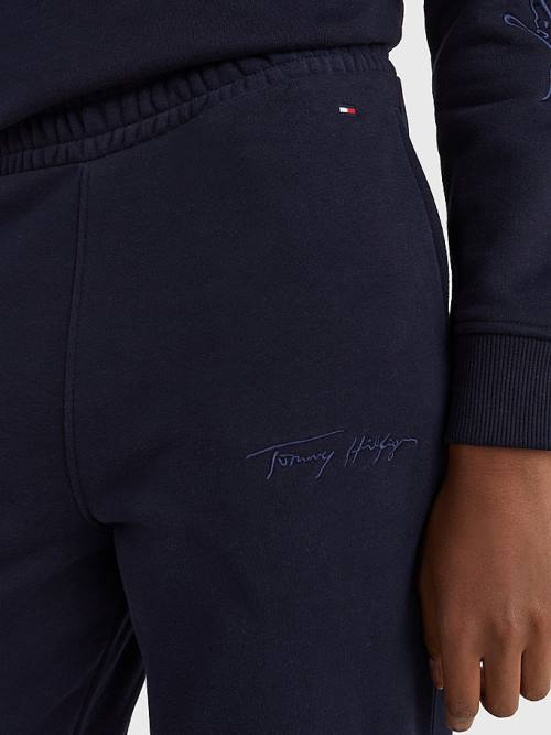 Tommy Hilfiger Fleece Cuffed Leg Joggers Ženske Hlače Modra | TH342PQA