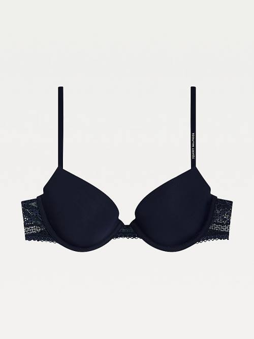 Tommy Hilfiger Floral Lace Padded Balconette Bra Ženske Spodnje Perilo Modra | TH670ZRN