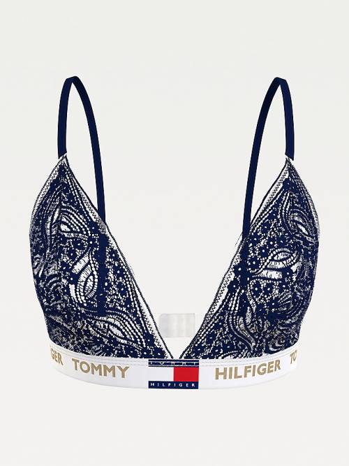 Tommy Hilfiger Floral Lace Triangle Bralette Ženske Spodnje Perilo Modra | TH521HTZ