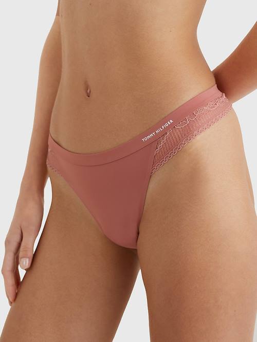 Tommy Hilfiger Floral Lace Trim Thong Ženske Spodnje Perilo Oranžna | TH368PJQ