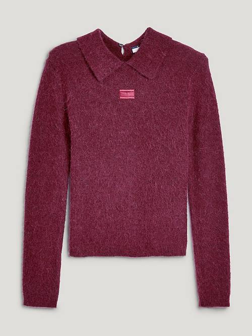 Tommy Hilfiger Fluffy Alpaca Wool Collared Jumper Ženske Polo Majica Vijolična | TH176WLB