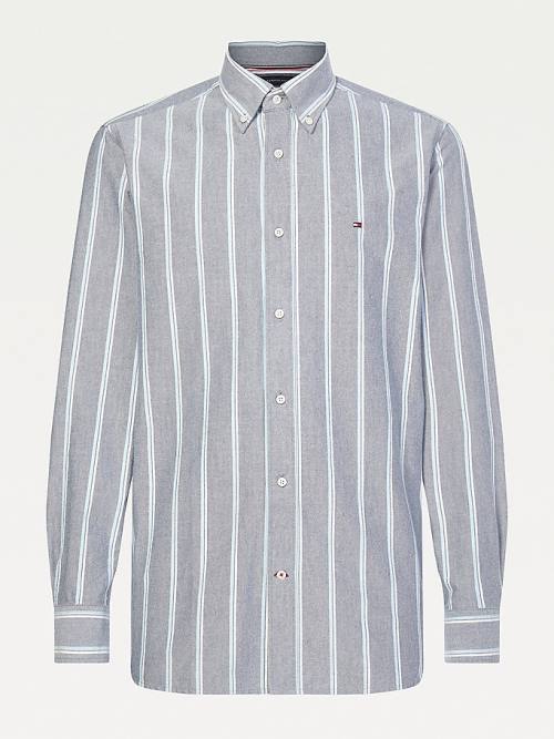 Tommy Hilfiger Frosted Oxford Organic Cotton Stripe Moški Srajce Modra | TH536HER