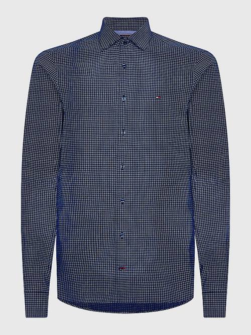 Tommy Hilfiger Geometric Print Slim Fit Moški Srajce Modra | TH645OWN