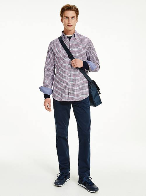 Tommy Hilfiger Gingham Check Organic Oxford Cotton Moški Srajce Rdeča | TH593VZN