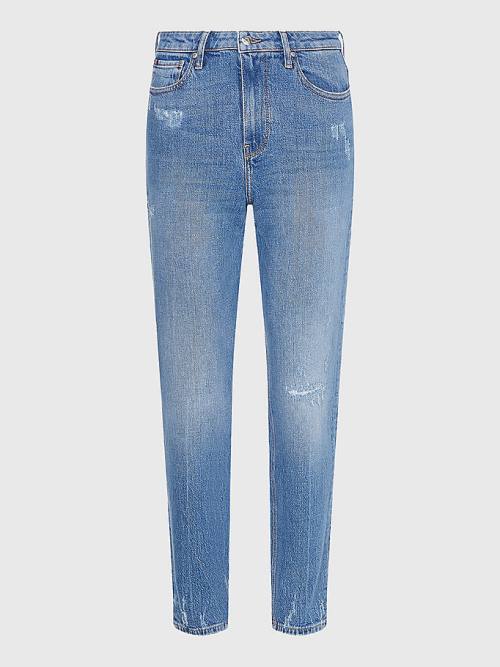 Tommy Hilfiger Gramercy Mom High Rise Tapered Distressed Ženske Kavbojke Denim | TH259FTJ