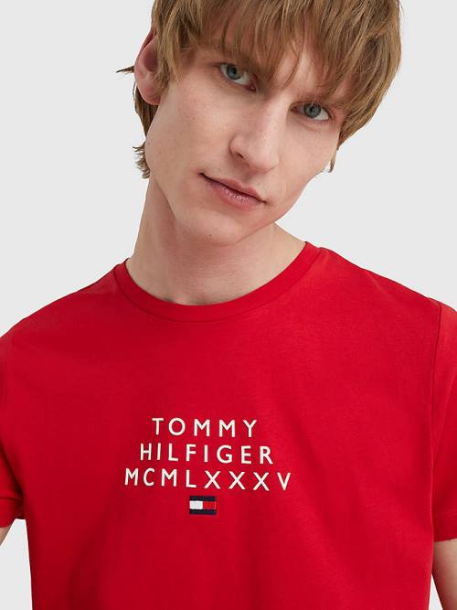 Tommy Hilfiger Graphic Logo Moški Majice Rdeča | TH491BFY