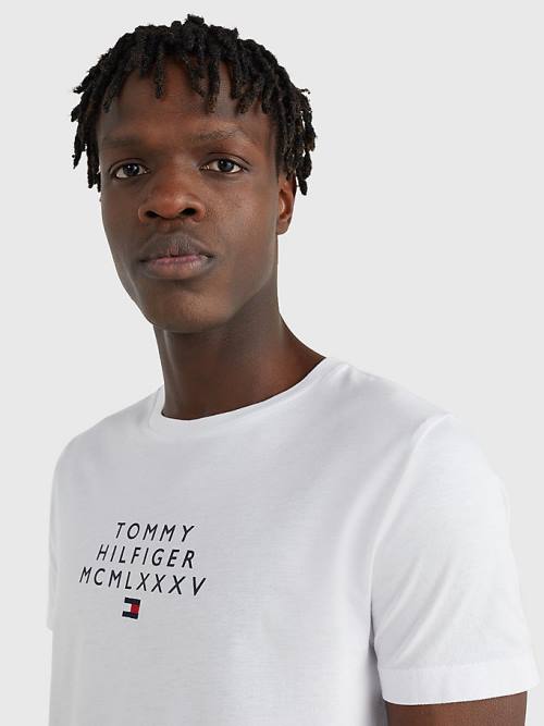 Tommy Hilfiger Graphic Logo Moški Majice Bela | TH973ATY