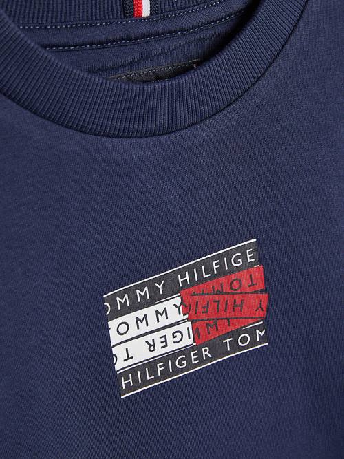 Tommy Hilfiger Graphic Tape Logo Fantje Pulover Modra | TH435ODV