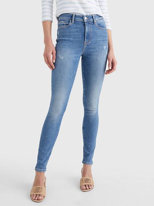 Tommy Hilfiger Harlem High Rise Super Skinny Ženske Kavbojke Denim | TH415KEM