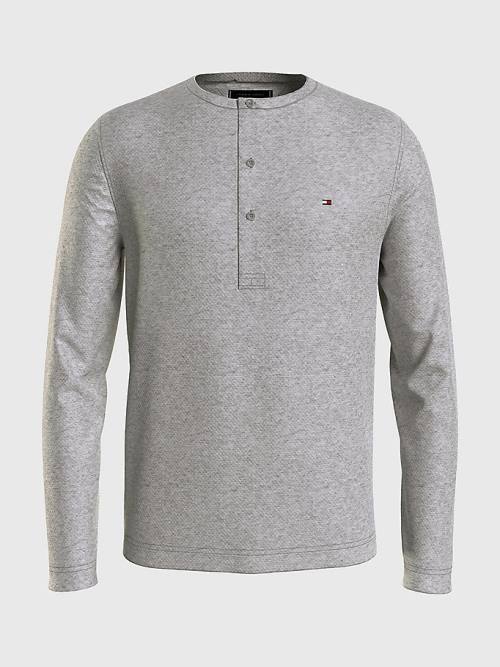 Tommy Hilfiger Henley Neck Long Sleeve Moški Majice Siva | TH153JHR