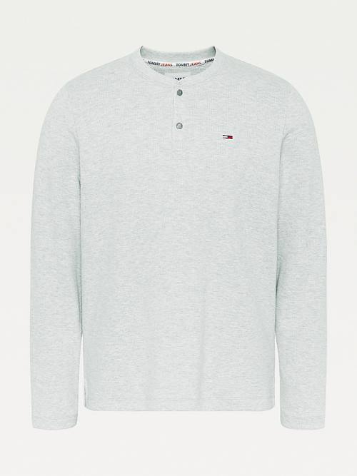 Tommy Hilfiger Henley Neck Long Sleeve Moški Majice Siva | TH306OXU