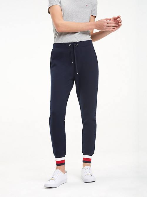 Tommy Hilfiger Heritage Contrast Stripe Joggers Ženske Hlače Modra | TH463WAN