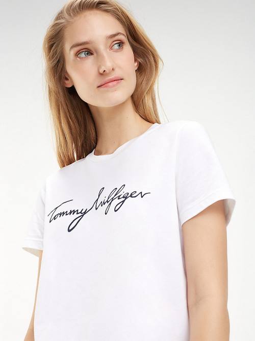 Tommy Hilfiger Heritage Crew Neck Logo Ženske Majice Bela | TH093HAO