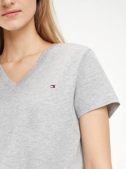 Tommy Hilfiger Heritage V-Neck Ženske Majice Siva | TH025ONJ