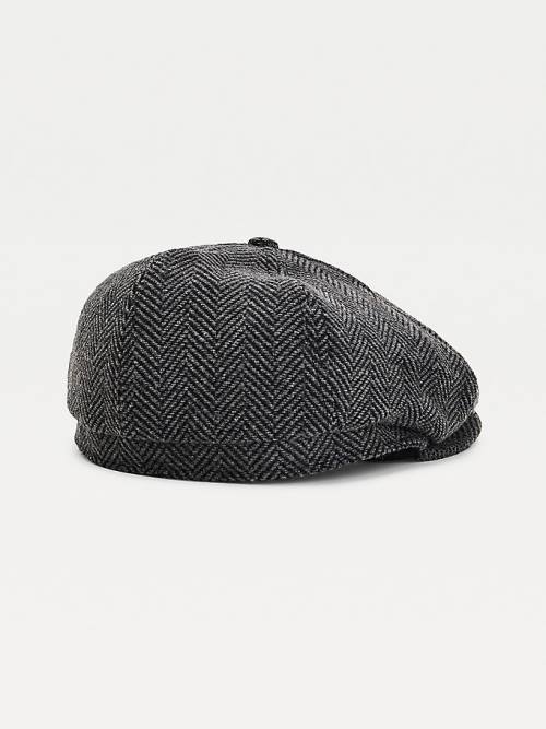 Tommy Hilfiger Herringbone Check Baker Boy Cap Moški Kapa Siva | TH241CDI