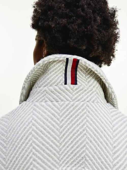 Tommy Hilfiger Herringbone Shacket Ženske Jakne Siva | TH678TPO