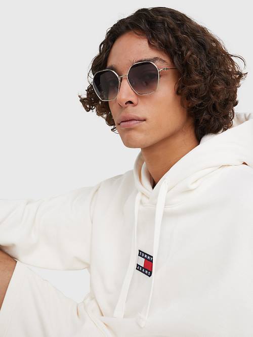 Tommy Hilfiger Hexagonal Lens Moški Sončna Očala Siva | TH420PID