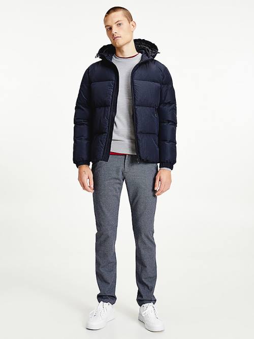 Tommy Hilfiger High Loft Removable Hood Puffer Moški Jakne Modra | TH819MSH