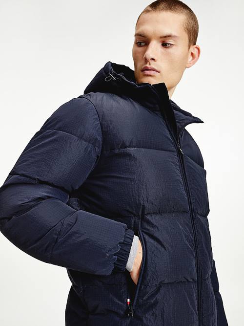 Tommy Hilfiger High Loft Removable Hood Puffer Moški Jakne Modra | TH819MSH