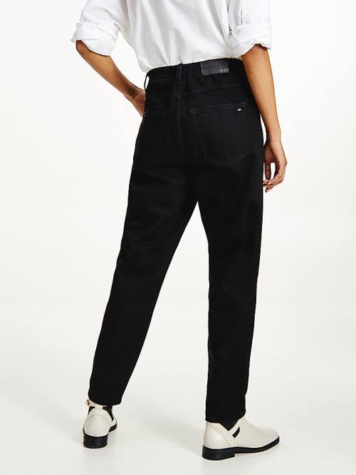 Tommy Hilfiger High Rise Mom Tapered Relaxed Black Elasticated Waist Ženske Kavbojke Črna | TH709LXA