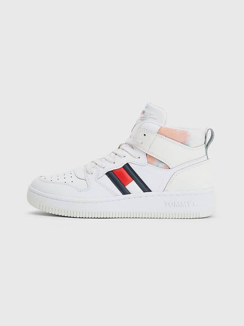 Tommy Hilfiger High-Top Basketball Ženske Superge Bela | TH364DPQ