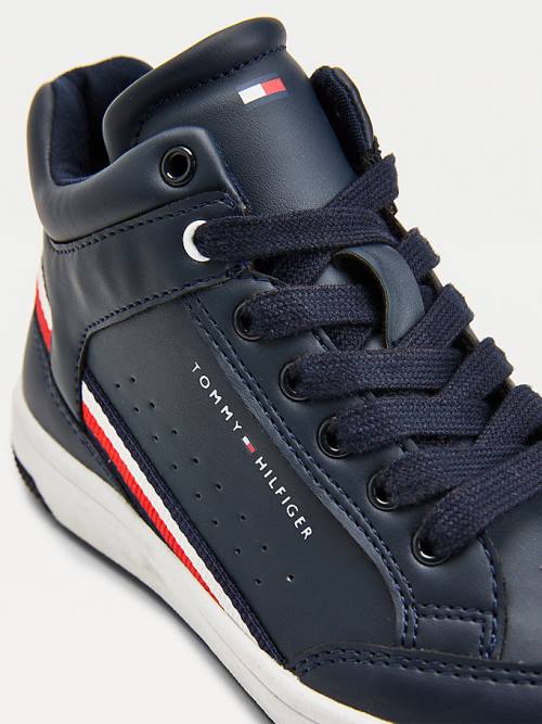 Tommy Hilfiger High-Top Lace-Up Fantje Superge Modra | TH083ODW