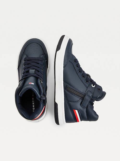 Tommy Hilfiger High-Top Lace-Up Fantje Superge Modra | TH083ODW