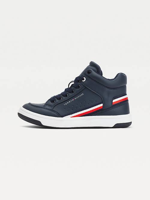 Tommy Hilfiger High-Top Lace-Up Fantje Superge Modra | TH083ODW