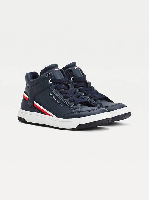 Tommy Hilfiger High-Top Lace-Up Fantje Superge Modra | TH083ODW